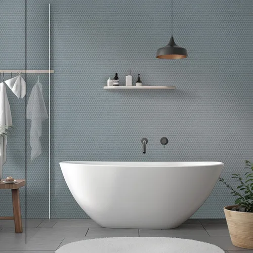 Miniatura 3 de MSI Cielo Azul Pennyround - Azulejo de mosaico de porcelana brillante de 11 x 12 pulgadas para baño, cocina, loseta en muro y azulejos de pared