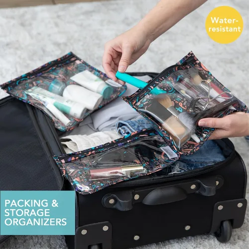 Miniatura 2 de Bumkins Bolsa de viaje, artículos de tocador, bebé, bolsa aprobada por la TSA, bolsa con cremallera, tamaño de cuarto de galón, lado transparente