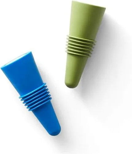 Tapones para botellas de vino y bebidas Rabbit con tapa de agarre (Azul, juego de 2)