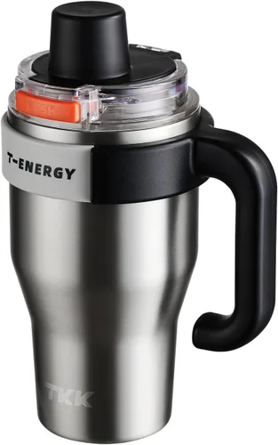 Miniatura 10 de TKK Vaso de 27 onzas con asa y popote, botella aislada con revestimiento de cerámica, taza de viaje 100% a prueba de fugas para agua, té helado