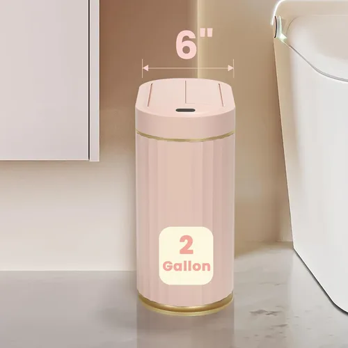 Miniatura 3 de ELPHECO - Cubo de basura de baño con tapa de mariposa, basurero con sensor de movimiento para baño, decoraciones de baño, cubo de basura automático
