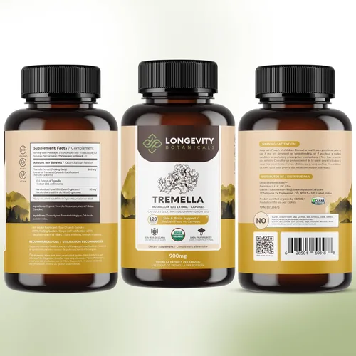 Miniatura 9 de Longevity Botanicals Cápsulas orgánicas de hongos Tremella Extracto de suplemento de 120 unidades Cuerpo fructífero de hongos de nieve ≥10%