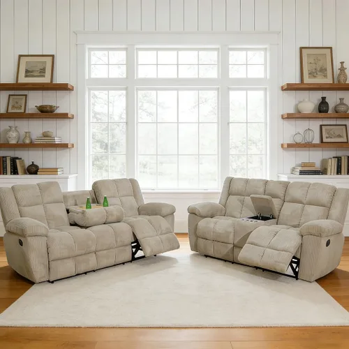 Miniatura 15 de Juego de sofá reclinable manual, juego de sofá reclinable de microfibra, juego de muebles modernos para sala de estar, sofá reclinable para sala