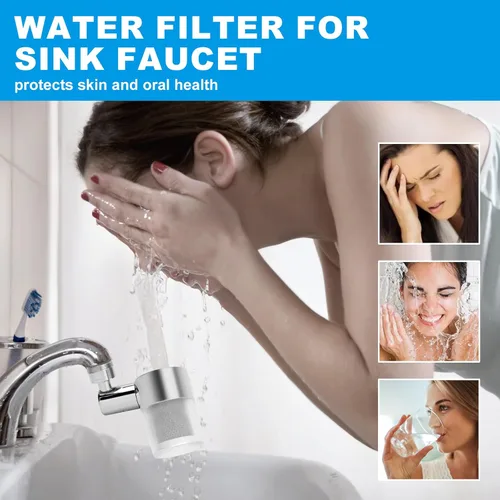 Miniatura 7 de Grifo de filtro de agua para fregadero, purificador de agua giratorio de 720°, filtro de grifo de baño que elimina cloro, fluoruro de cloro, metales