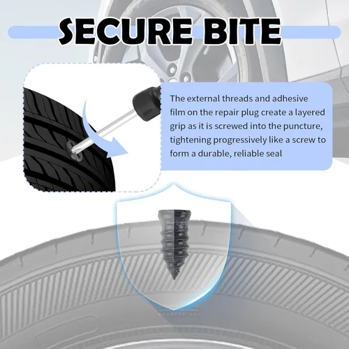 Miniatura 4 de 100PCS Tire Plugs Kit,Professional Tire Repair Rubber Nail Kit with 3 Sizes for Car/SUV/Truck Emergency Repair,Fast Self-Service Screw in Tires