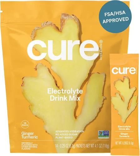 Miniatura 19 de Cure Hydration Mezcla para bebida de electrolitos a base de plantas Sin azúcar añadida FSA-HSA Polvo para alivio de la deshidratación hecho