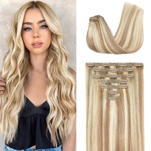 Miniatura 8 de Extensiones de cabello humano real con clip, extensiones de cabello humano real sin costuras, extensiones de cabello humano real de 16 pulgadas