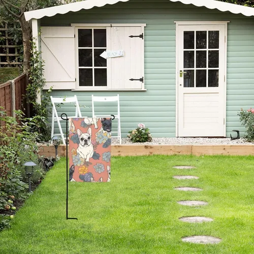 Miniatura 6 de Banderas de jardín para exteriores, bandera de jardín con estampado de bulldog francés, de 12 x 18 pulgadas, doble cara, bandera de bienvenida