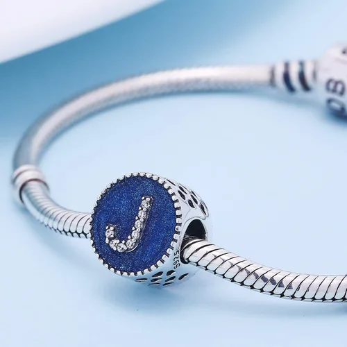 Miniatura 2 de Cuentas de plata de ley 925 sólidas con letras de la A a la Z opciones de regalo del alfabeto para pulseras europeas Pandora Plata esterlina