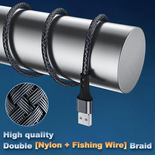 Miniatura 7 de Paquete de 2 cargadores de iPhone de 3 pies para Apple MFi, cable Lightning trenzado de nailon fuerte, cable de carga USB rápida de 2.4 A