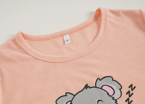 Miniatura 3 de Hupohoi Conjunto de pijama lindo de verano para niñas grandes, ropa de dormir estampada en forma de corazones a