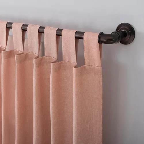 Miniatura 2 de No. 918 Trevor Paquete de 2 Par de Paneles de Cortinas Semitransparentes con Textura de Lino Jaspeado y Trabillas Superiores, 40" x 84", Rosa Agua