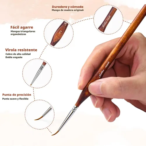 Miniatura 2 de Golden Maple Pinceles de pintura de modelo en miniatura, 10 piezas, juego de pinceles de pintura de microdetalle, pequeños pinceles de detalles