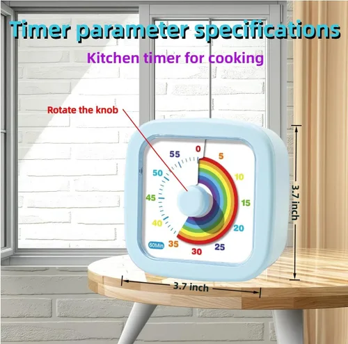 Miniatura 5 de Temporizador visual para niños, lindo arco iris, temporizador de cuenta regresiva de 60 minutos, gestión del tiempo para niños y adultos, Azul