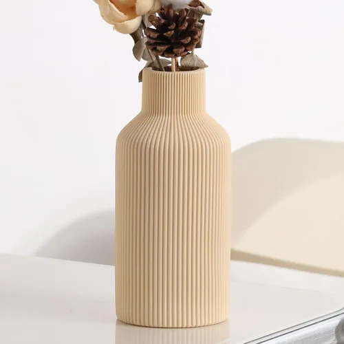 Jarrón de Cerámica para Flores, Decorativo Minimalista Moderno Estilo Granja, Pequeño Jarrón Boho para Hierba de Pampas, Mesa, Estante, Decoración