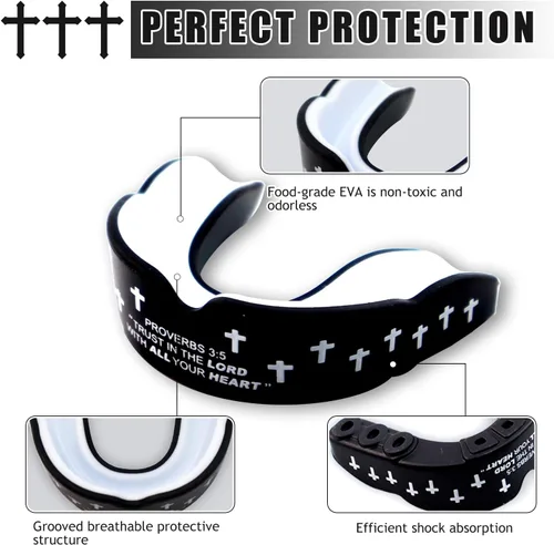 Miniatura 3 de 6 protectores bucales cruzados cristianos, armadura de dientes deportivos, protectores bucales religiosos para boxeo, fútbol, baloncesto, béisbol