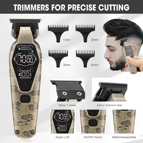 Miniatura 8 de Qreeyx Cortadora de pelo profesional inalámbrica para hombres – Cortadora de pelo Zero Gap T-Blade Trimmer Eléctrica de lámina y recortadora de pelo
