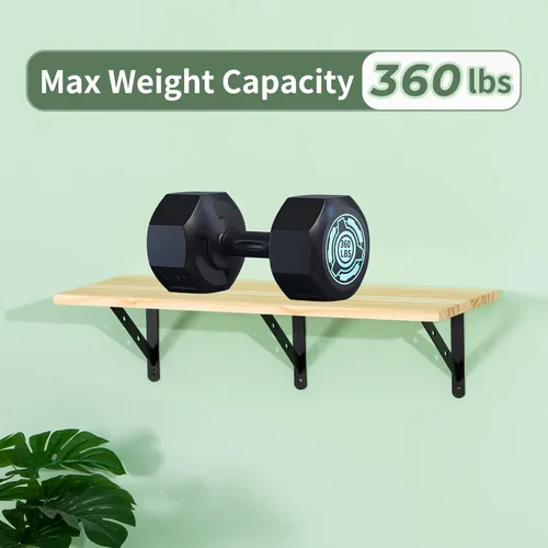 Miniatura 6 de Paquete de 12 soportes de estante de aleación de aluminio resistentes de 8 x 6 pulgadas, carga máxima de 360 libras, color negro, montaje en pared