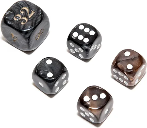 Miniatura 4 de Bello juegos Deluxe dados de imitación de mármol sets-black/, Azul, 5/8