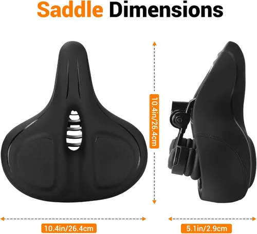 Miniatura 7 de TONBUX Wide Bike Seat for for Men & Women, Comfortable Peloton Bike Seat Cushion, Large Bicycle Seat for Stationary, Exercise, Ebike, Cruiser