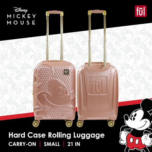 Miniatura 2 de FUL Disney Mickey Mouse - Maleta rígida con ruedas giratorias, Oro Rosa, Disney Mickey Mouse - Maleta de mano de 21 pulgadas, maleta rígida