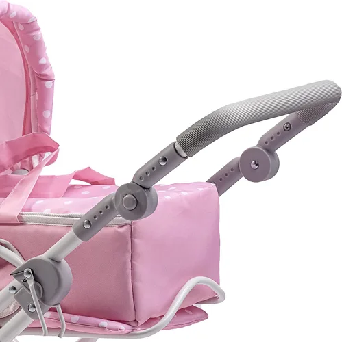 Miniatura 3 de JC Toys Berenguer Boutique Cochecito de bebé plegable de lujo con dosel Cesta de transporte extraíble Rosa A partir de 3 años