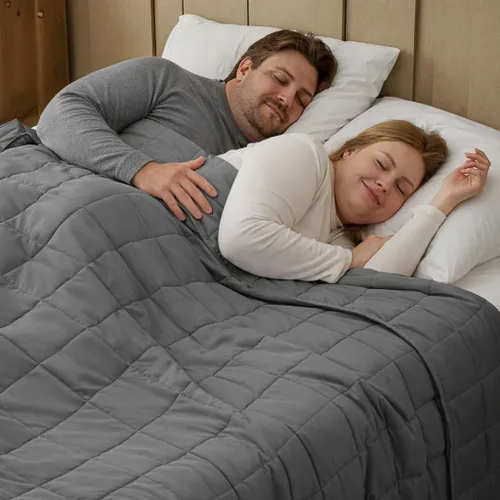 Miniatura 61 de Manta con Peso Azul para Adultos 12 libras, 48"x72", Tamaño Twin Full Manta Pesada Refrescante para 110-130 libras, Mantas Grandes de Microfibra