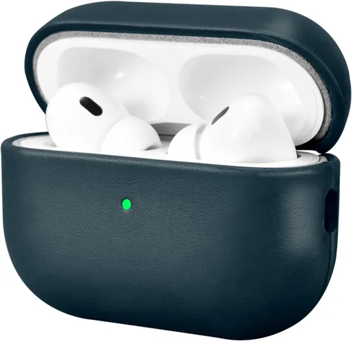 ICARERFAMILY Funda de cuero para AirPods Pro 2 (2022), funda protectora de cuero genuino a prueba de golpes para AirPods Pro 2 auriculares estuche