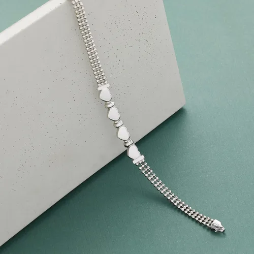 Miniatura 7 de Ross-Simons Italian Sterling Silver Heart Beaded Bracelet