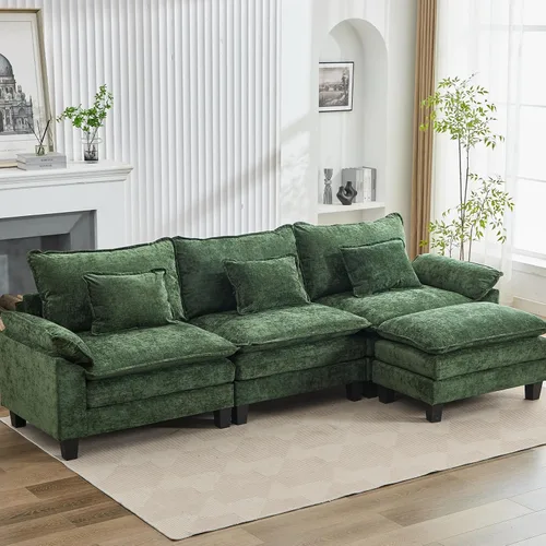 Miniatura 53 de Sofá modular seccional, sofá de nube con otomana, asiento profundo de felpilla en forma de L para sala de estar y apartamento