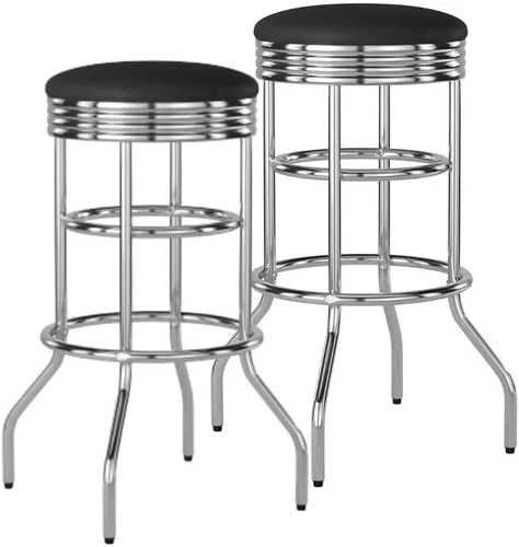 Miniatura 10 de TRINITY Taburete resistente de 30 pulgadas, encimera de cocina cromada giratoria de altura de barra, garaje o taller, asiento de piel sintética