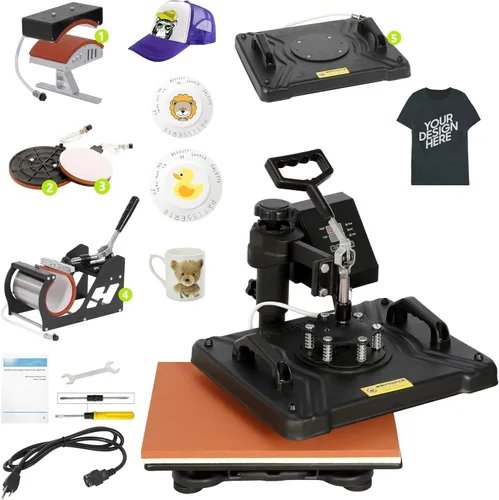 ZENY Máquina de prensa de calor por sublimación digital 5 en 1 de 12 x 15 pulgadas, máquina de prensa de camisas oscilante de 360°, máquina de