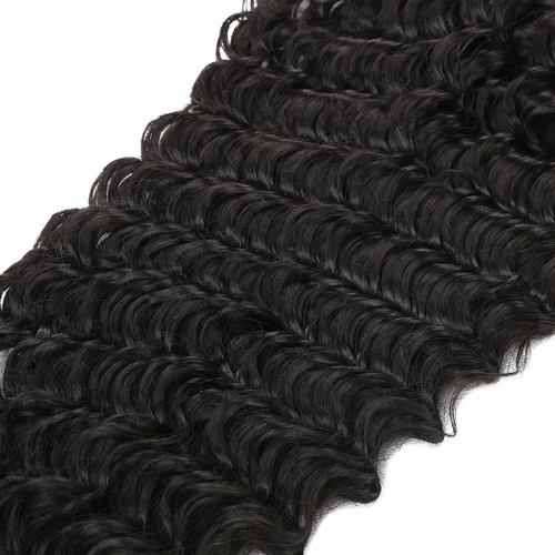 Miniatura 8 de Extensiones de cabello sintético rizado con clip de doble trama, resistencia al calor, onda profunda gruesa, con clip, 7 piezas