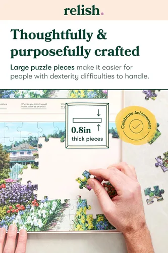 Miniatura 3 de Relish Rompecabezas de demencia para adultos, rompecabezas de jardín de Monet de 63 piezas, actividades de demencia para personas mayores