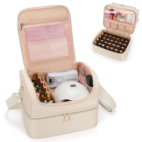 Miniatura 13 de CUBETASTIC Organizador de esmalte de uñas, estuche portátil de almacenamiento de esmalte de uñas con capacidad para 45 frascos de esmalte de uñas
