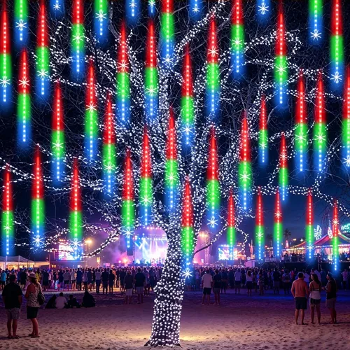 Miniatura 18 de EAGWELL Luces de Lluvia de Meteoros de Navidad, 20 en 20 Tubos Luces de Lluvia en Cascada con Cambio Automático con 12 Modos, Decoración Navideña