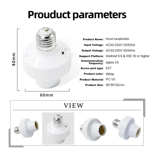 Miniatura 2 de Adaptador de enchufe de luz, control remoto de protocolo Zigbee,Adaptador de bombilla E26/E27, control remoto de aplicación, adaptador de corriente