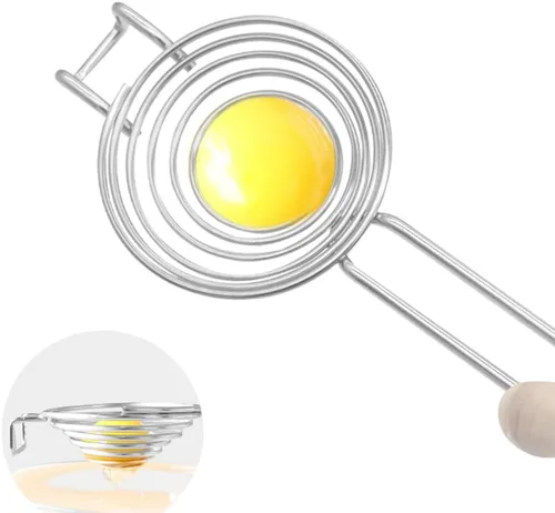 Miniatura 6 de Paquete de 2 separadores de clara de huevo de acero inoxidable – Filtro de yema de huevo de mango largo apto para lavavajillas, sin goteo y sin