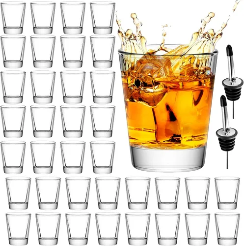 Miniatura 6 de Juego de 24 vasos de chupito transparentes de 1.7 onzas, con base pesada, vasos de chupito a granel para whisky, tequila, vodka, licor, barras