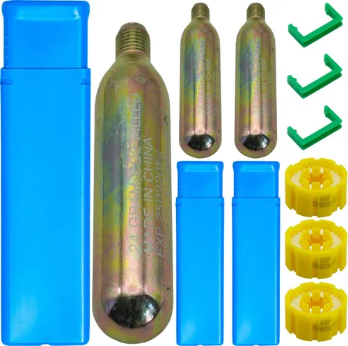 Paquete de 3 cartuchos infladores de CO₂ de 24/1.16 oz de 1/2 hilo, inflado automático de emergencia para chalecos salvavidas, PFD y dispositivos de