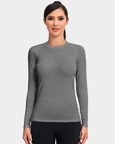 Miniatura 5 de TELALEO Paquete de 4 camisetas de compresión para mujer, manga largacorta, entrenamiento, capa base, atlética, equipo deportivo