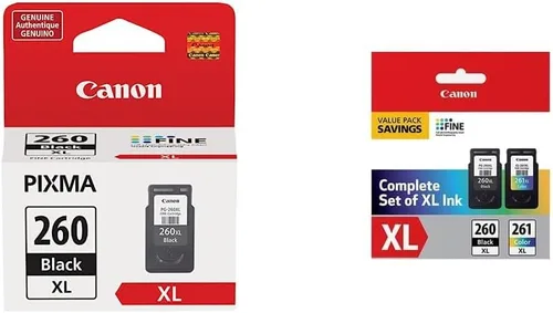 Canon Cartucho de tinta negra PG-260XL y paquete económico de tinta de color CL-261XL | Compatible con impresoras TR7020, TS6420, TS5320