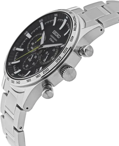 Miniatura 3 de SEIKO Reloj cronógrafo de cuarzo con esfera negra para hombre SSB413P1, Negro -, Cronógrafo, reloj de cuarzo
