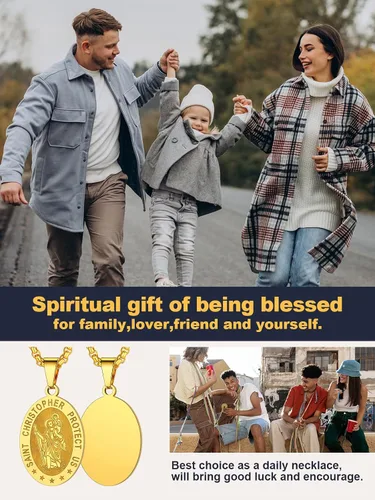 Miniatura 212 de U7 Saint Benedict/Michael Medal Necklace, 316L Stainless Steel Virgin Mary Necklace for Men Women, Bible Verse Protection Necklace Catholic