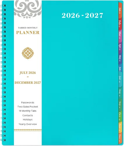 Miniatura 14 de Agenda mensual 2026 - Agenda 2026, agenda de enero 2026 a diciembre 2026, calendario mensual de 12 meses con pestañas y bolsillo, etiquetas