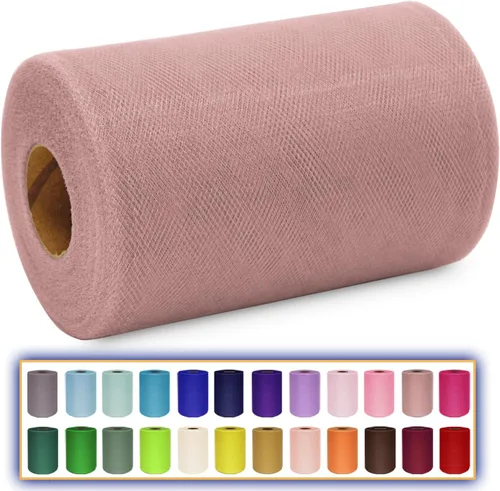 Miniatura 15 de Rollo de tela de tul azul agua de 6 pulgadas x 300 pies (100 yardas), cinta de tul mate cinta de red malla carrete para DIY falda tutú lazo de boda