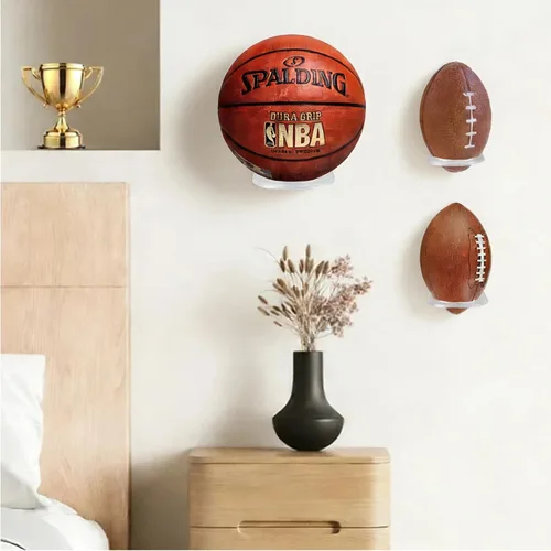 Miniatura 3 de BiJun Basketball Holder Wall Mount, Acrylic Football Display Rack, Clear Ball Storage Hanger Wall Mount, for Football, Basketball, Volleyball, Rugby