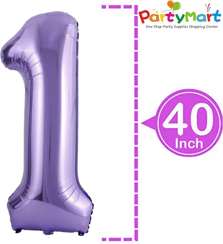 Miniatura 2 de Globos de papel aluminio púrpura número 1, 40 pulgadas