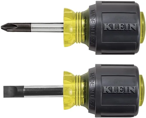 Klein Tools 85071 Juego de destornilladores ranurados y Phillips, fabricado en Estados Unidos, con puntas de gabinete de 5/16 pulgadas y punta