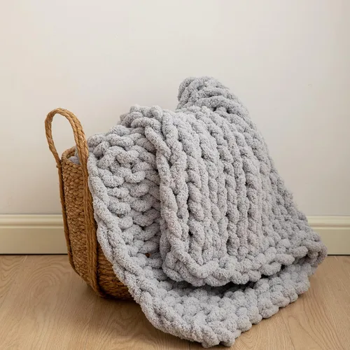 Miniatura 14 de Manta de punto de felpilla gruesa con 14 piezas con pompones, súper suave, acogedora y cálida, para sofá y cama, sofá suave, 50 x 60 pulgadas